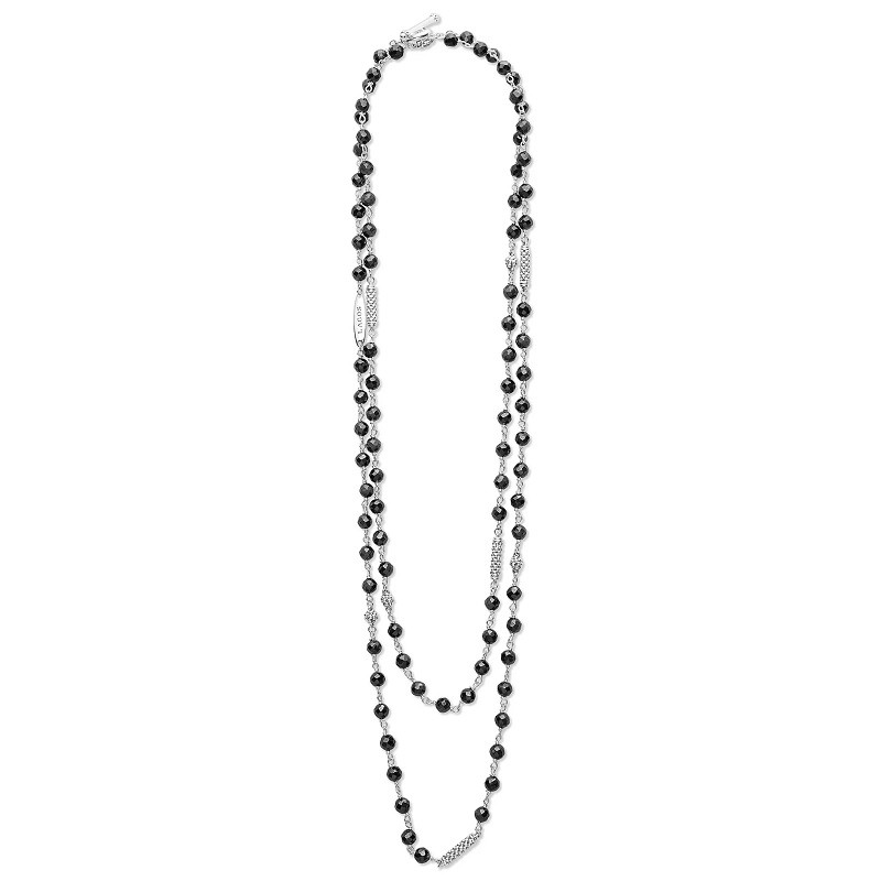 Lagos Caviar Icon Black Ceramic Beaded Necklace