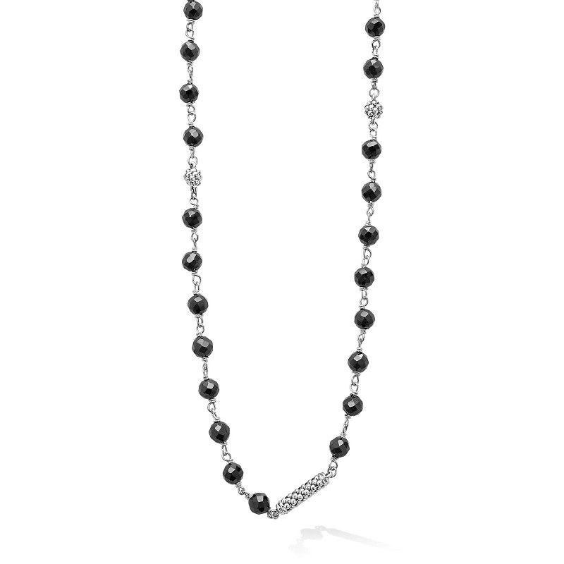 Lagos Caviar Icon Black Ceramic Beaded Necklace
