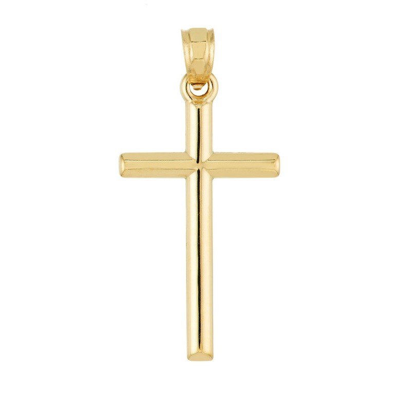 14K Yellow Gold Hollow 3D Cross
