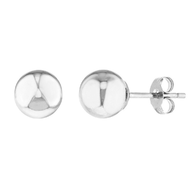 6mm Stud Earrings in 14K White Gold