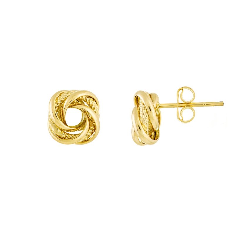 Diamond Cut Hoop Love Knot Earrings