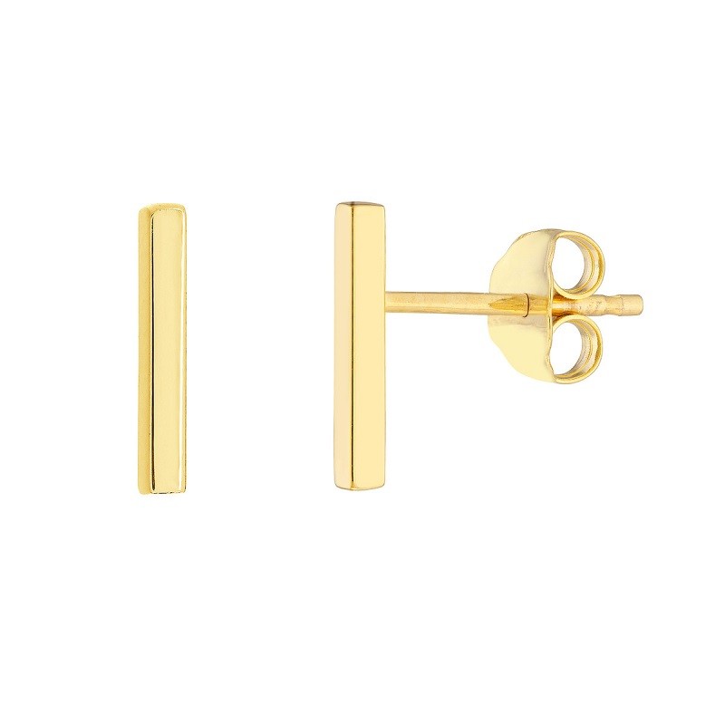 14K Yellow Gold Small Staple Earrings