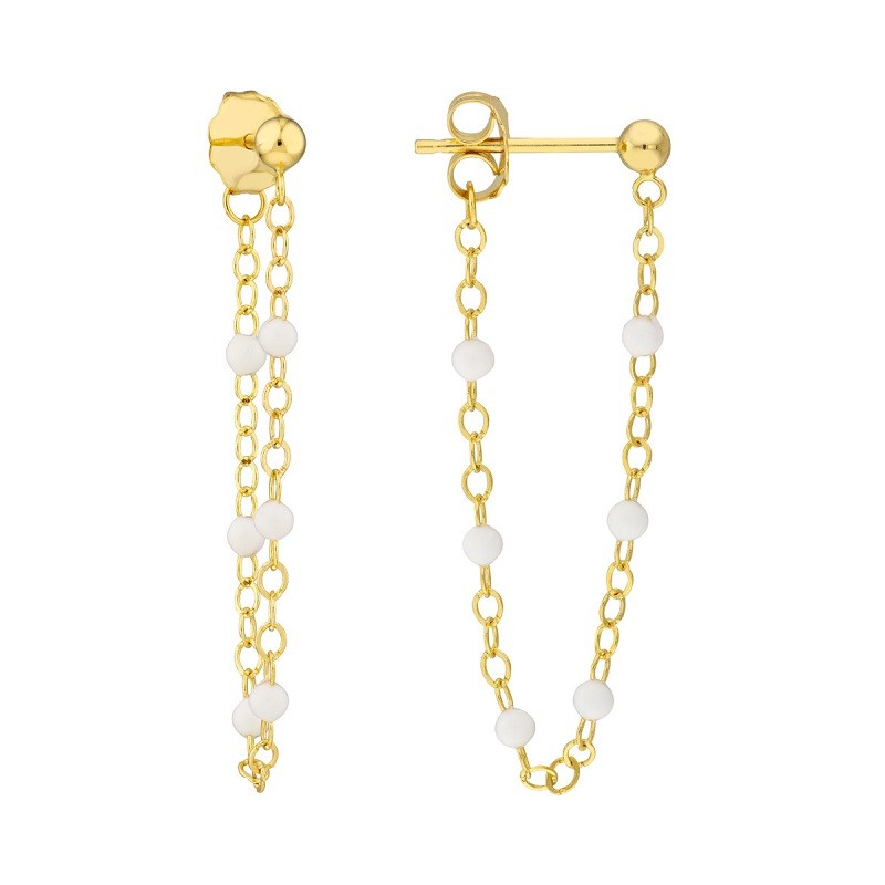 White Enamel Front to Back Studs