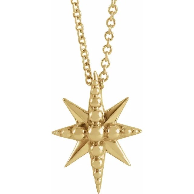 Beaded Starburst Necklace in 14K Yellow Gold