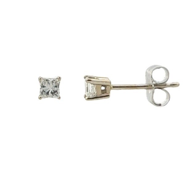 0.25CT PRINCESS CUT DIAMOND STUDS IN 14KW