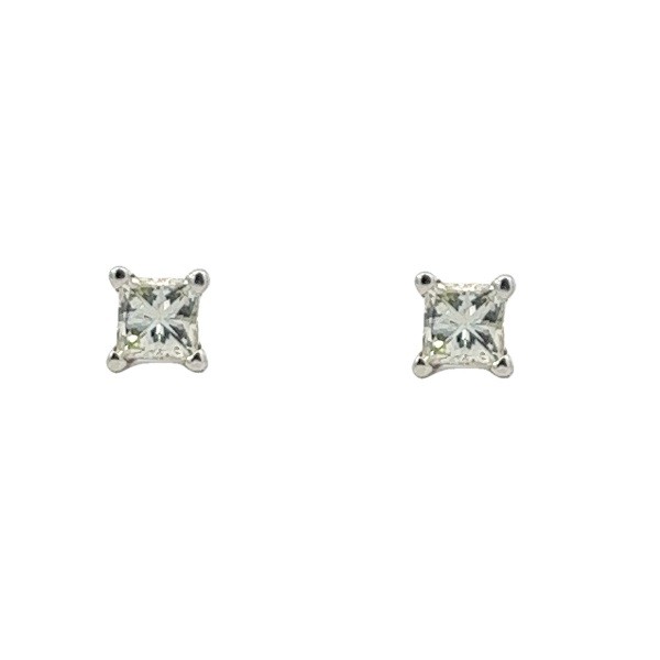 0.30 Carat Princess Diamond Studs in 14K White Gold