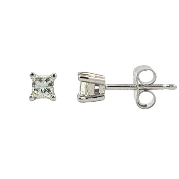 0.30 Carat Princess Diamond Studs in 14K White Gold