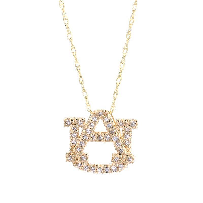 Small Diamond AU Pendant in 14K Yellow Gold