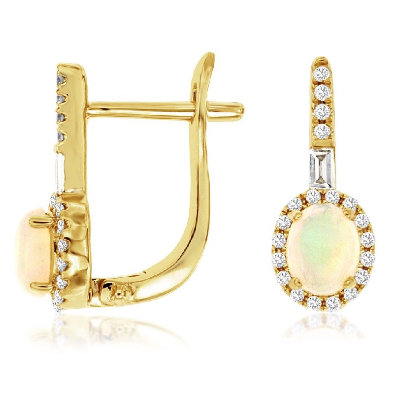 Accented Opal and Diamond Earrings