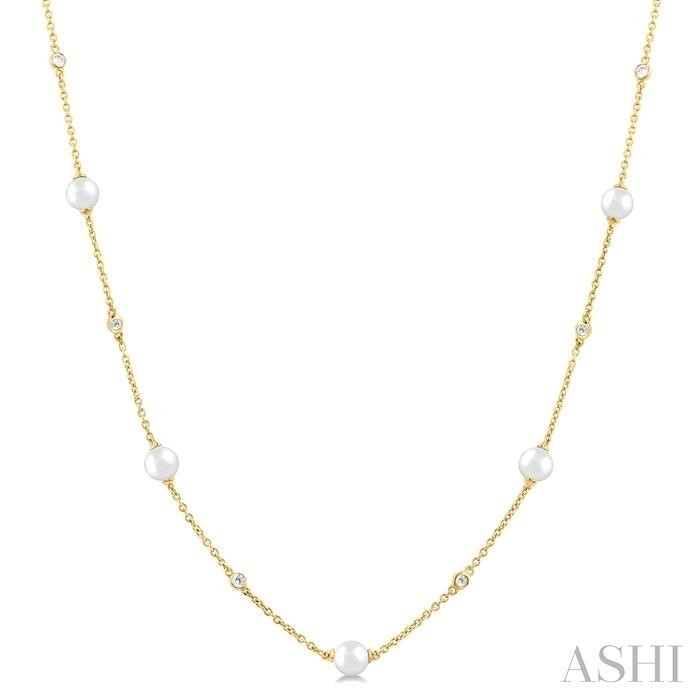 Ashi Pearl and Diamond Station Necklace