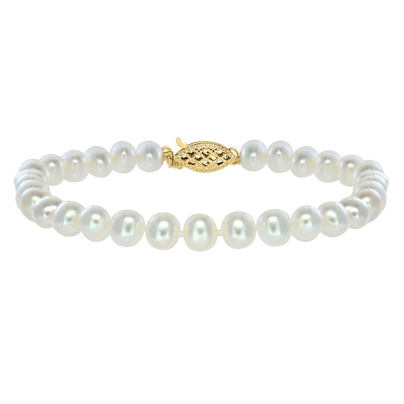 14Y 5x5MM Freshwater Pearl Bracelet