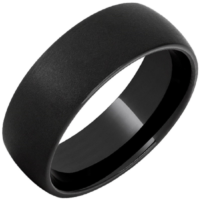 BLACK DIAMOND CERAMIC DOMED BAND WITH SANDBLAST FINISH