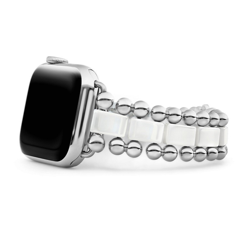 Lagos White Ceramic and Stainless Steel Watch Bracelet 38-44mm
