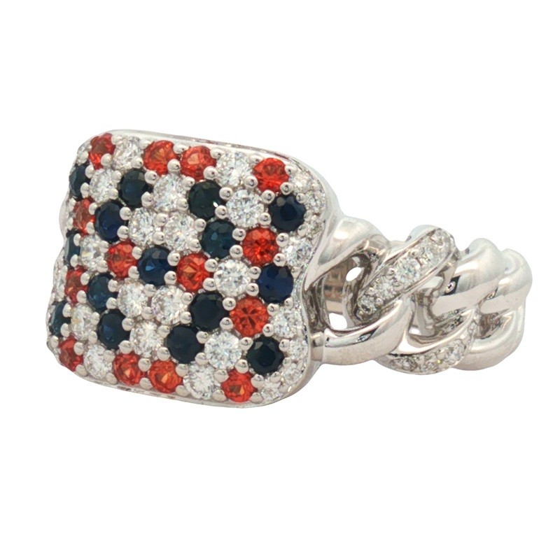 Sapphire and Diamond Spirit Ring with Curb Band