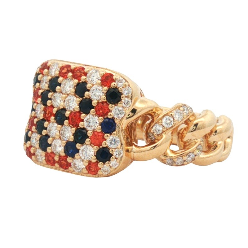 Sapphire and Diamond Spirit Ring with Curb Band