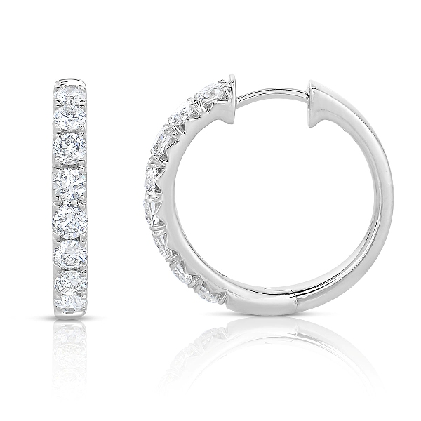 French-set Diamond Hoops in 14K White Gold