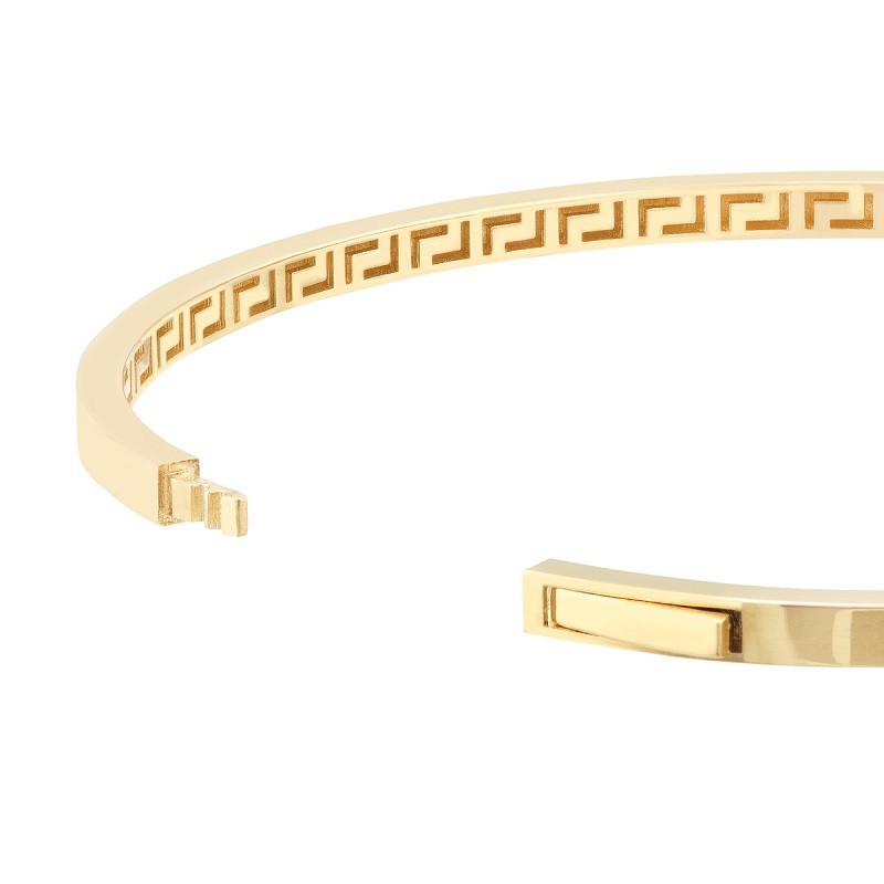 14KY Square Bangle with Greek Inside
