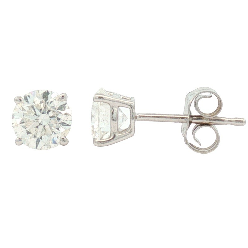 1.07ct Diamond Solitaire Studs in 14K White Gold