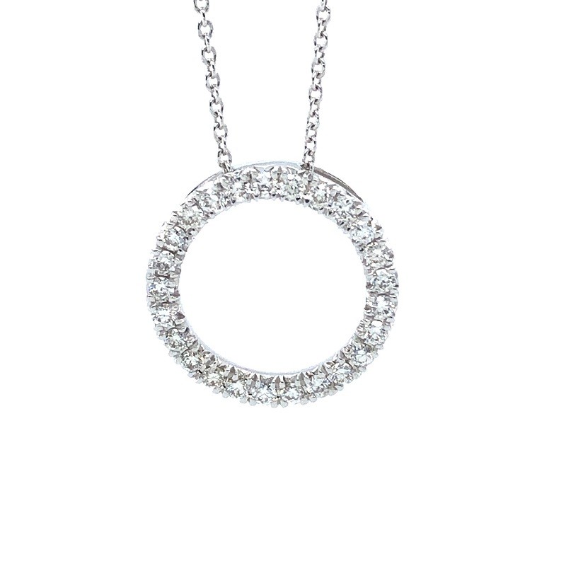 Diamond Circle Pendant in 14K White Gold