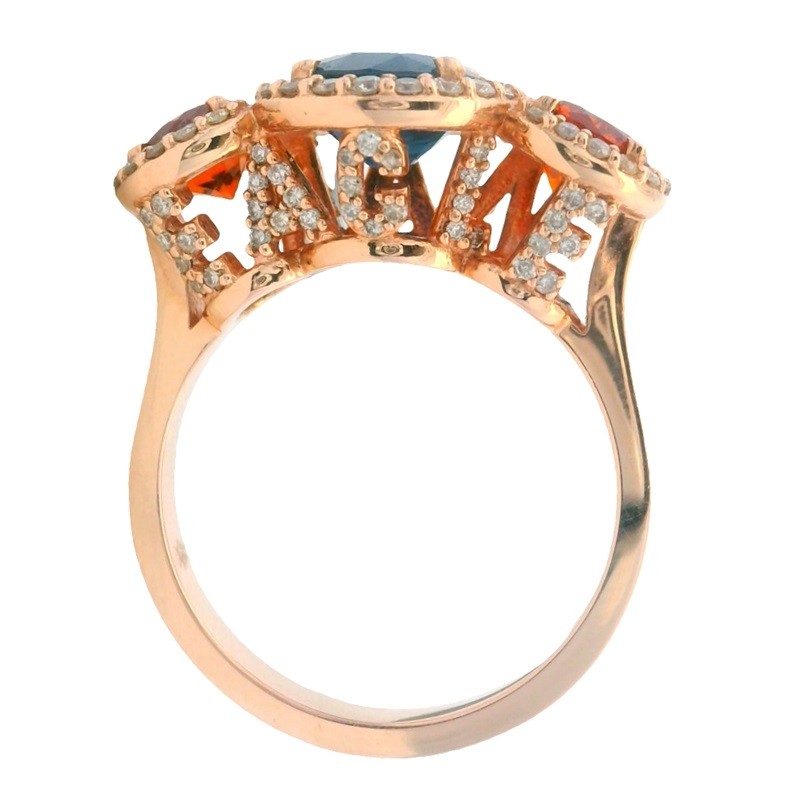War Eagle Ring with Diamonds in 14K Rose Gold
