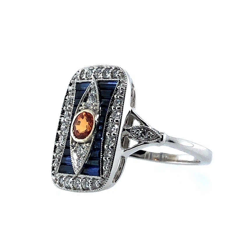Orange and Blue Sapphire Spirit Ring
