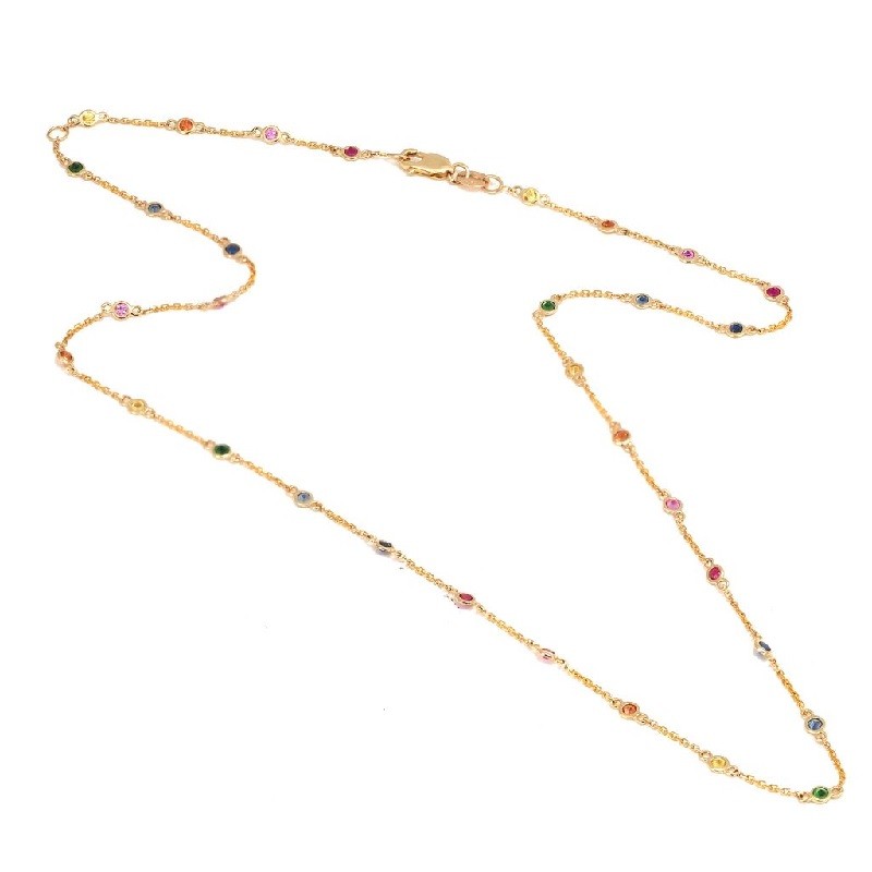 Rainbow Bezel Station Necklace
