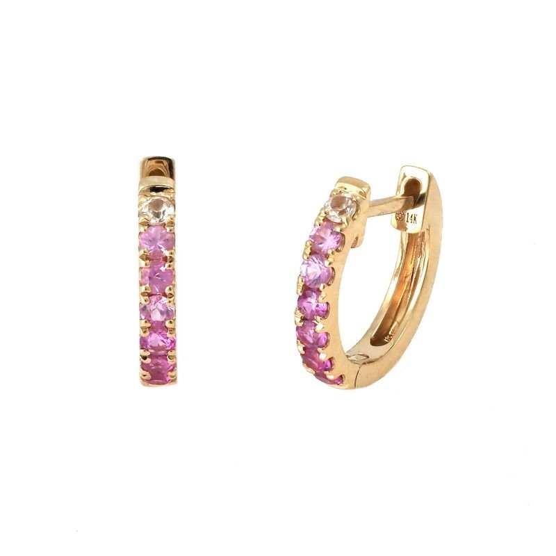 Pink Sapphire Ombré Huggie Hoops