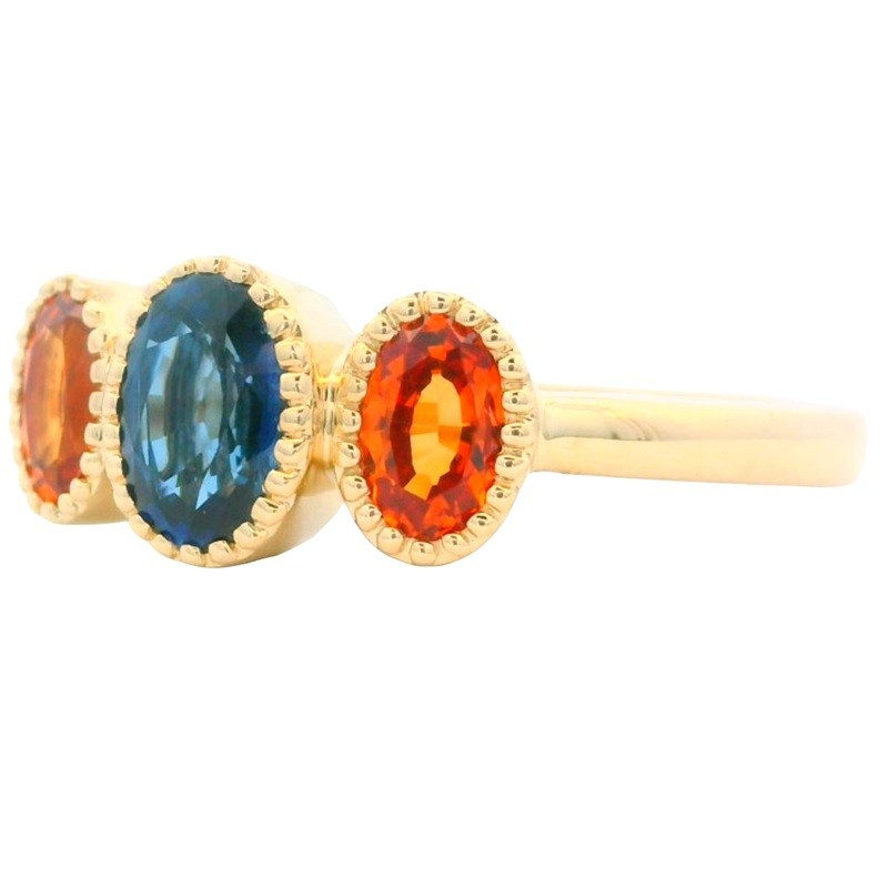 Three Stone Oval Sapphire Spirit Ring