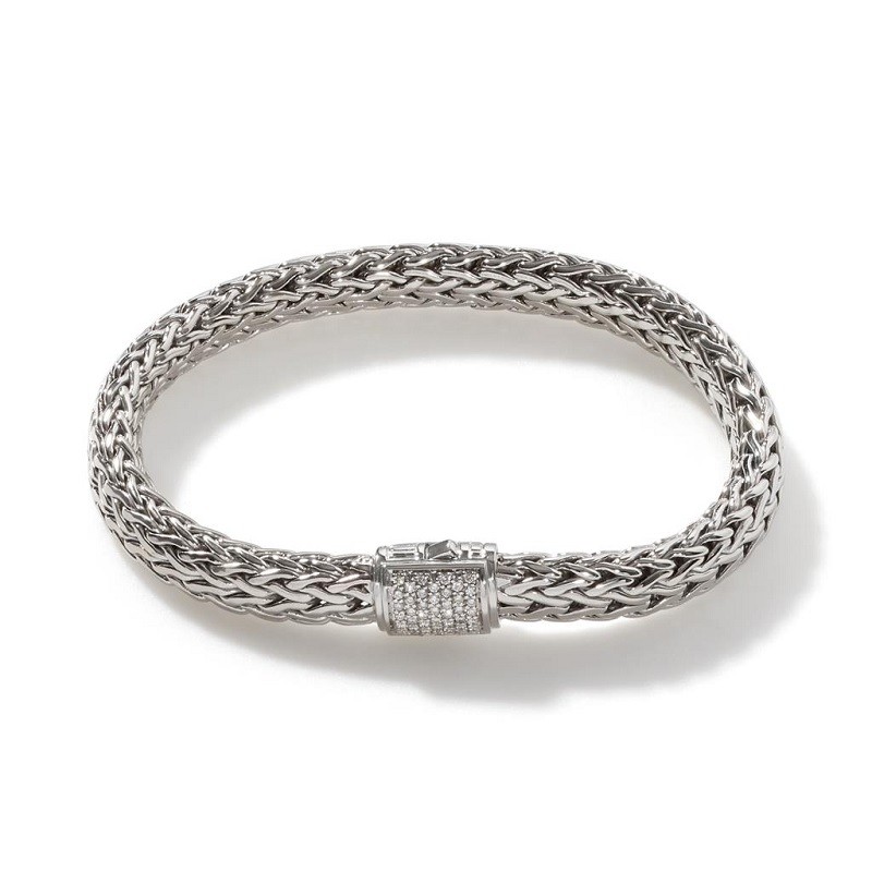 John Hardy 7.5mm Classic Chain Bracelet with Diamonds