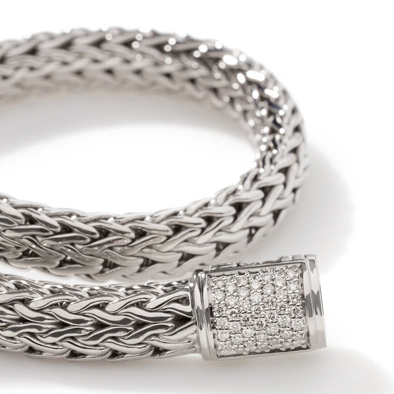 John Hardy 7.5mm Classic Chain Bracelet with Diamonds