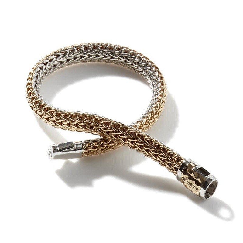 John Hardy 6.5mm Reversible Silver and Gold Bracelet