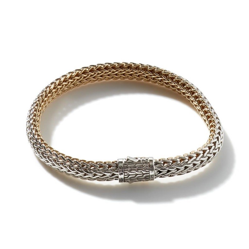 John Hardy 6.5mm Reversible Silver and Gold Bracelet