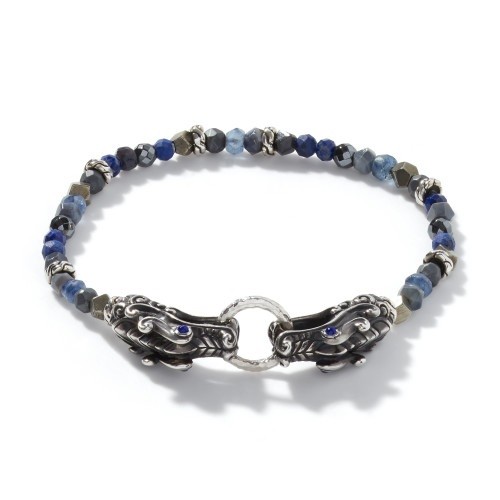 John Hardy 4mm Beaded Double Naga Bracelet with Gemstones