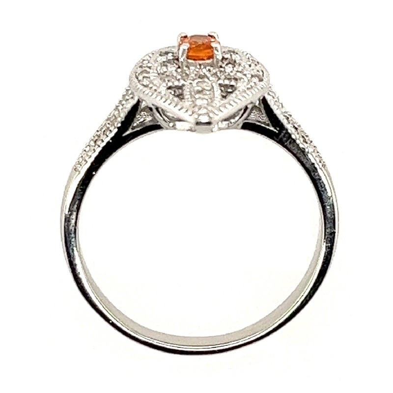 Sterling Silver Orange Sapphire Ring