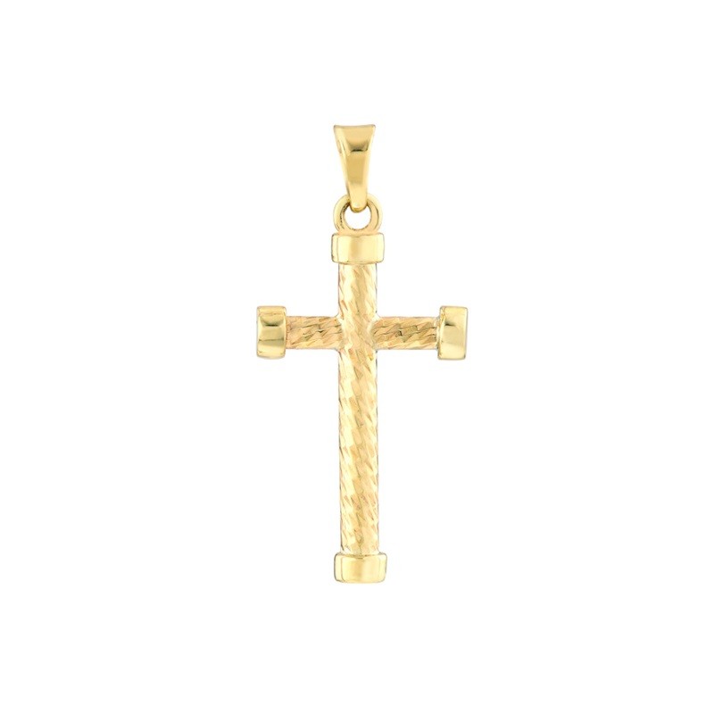 11mm Diamond Cut Twisted Cross Pendant in 10K Yellow Gold