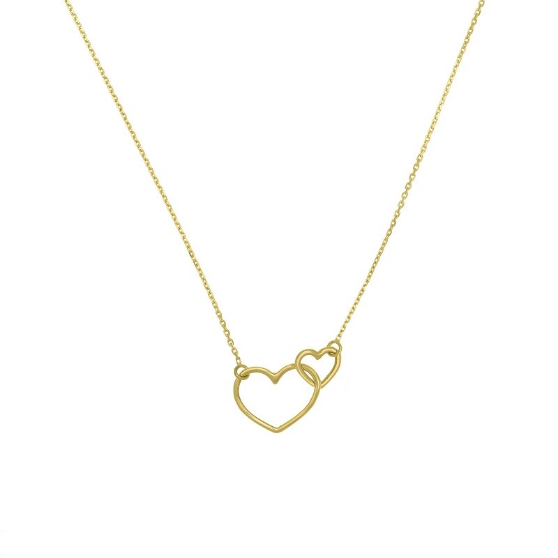 14K Yellow Gold Interwoven Hearts Necklace