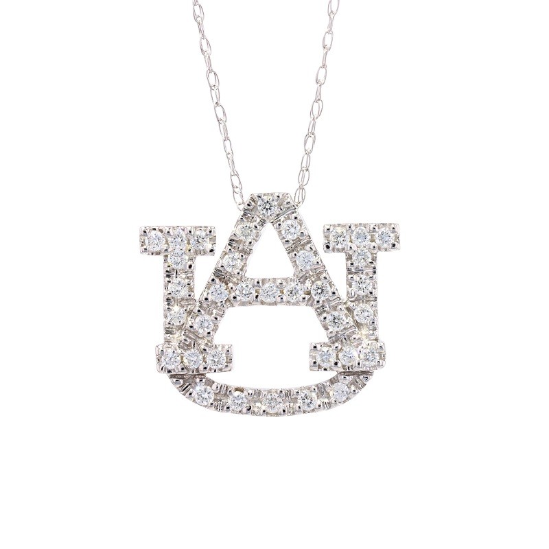 Medium 14k White Gold Diamond AU Pendant