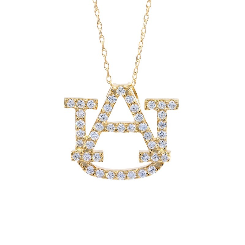 Large 14K Yellow Gold Diamond AU Pendant