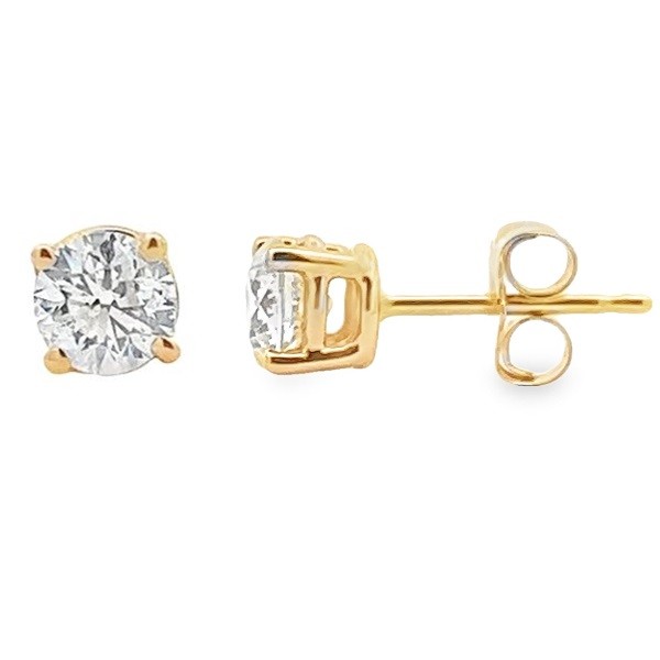 0.75 Carat Diamond Studs in 14K Yellow Gold