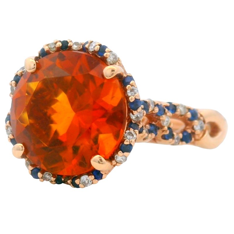 Orange and Blue Spirit Ring in Rose Gold