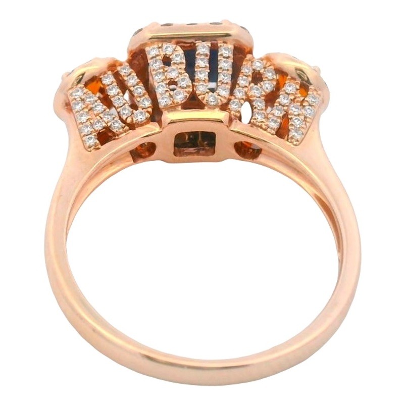 Auburn Tigers Ring with Diamonds in Rose Gold