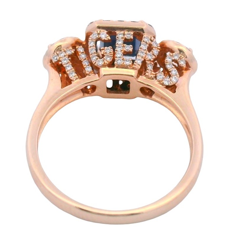 Auburn Tigers Ring with Diamonds in Rose Gold