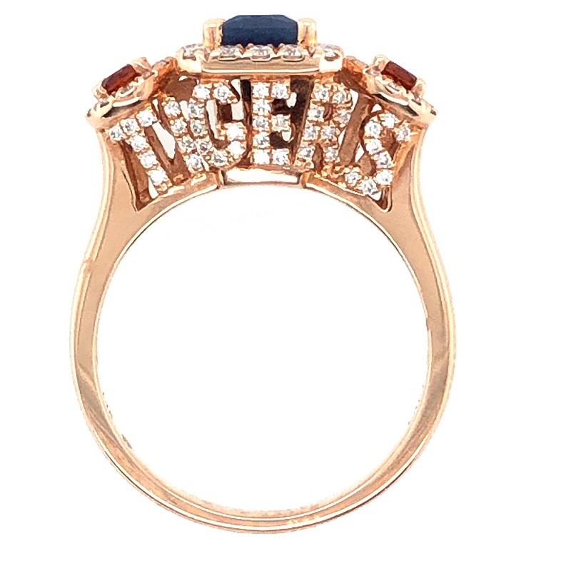 Auburn Tigers Ring with Diamonds in Rose Gold