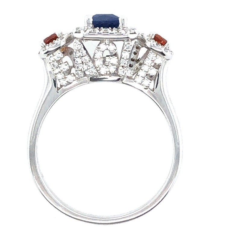 STERLING SILVER  WAR EAGLE RING WITH DIAMONDS