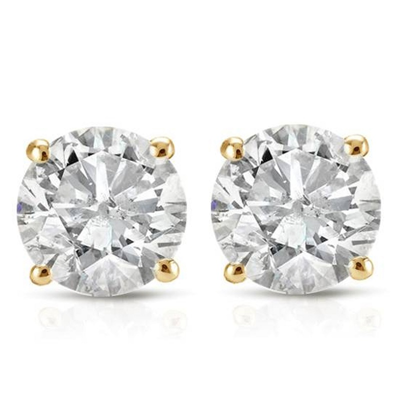 0.75 Carat Diamond Studs in 14K Yellow Gold
