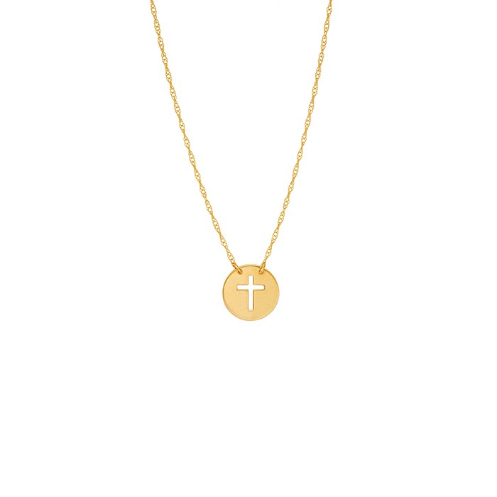 Mini Disk-Cut Out Cross Necklace