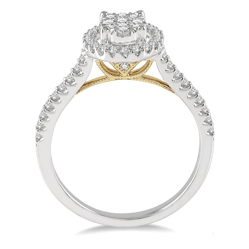 Ashi 1/2 CT Oval Locebright Essential Ring with  Yellow Accents