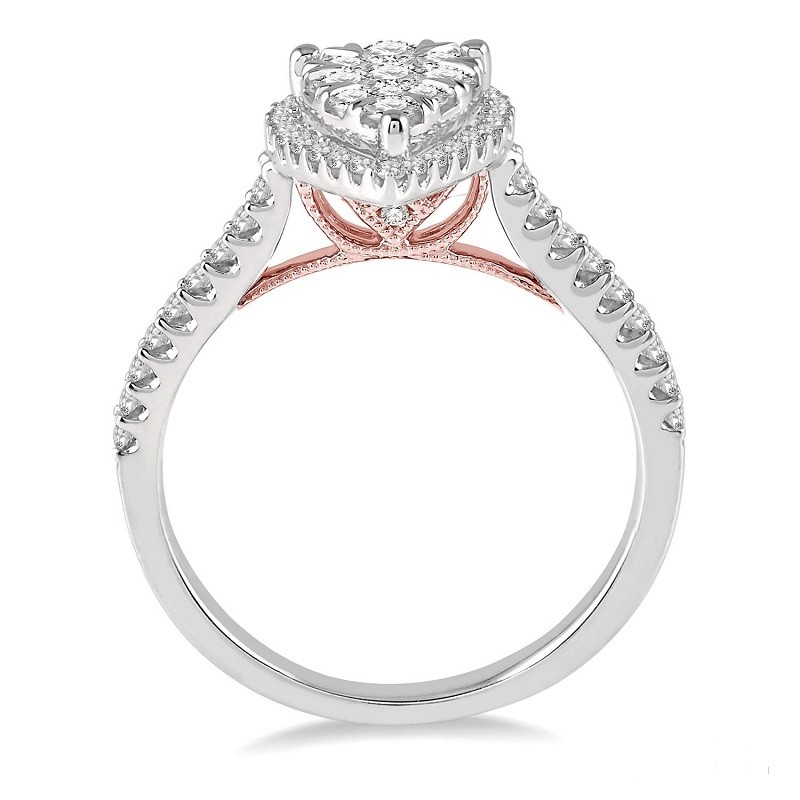 Ashi 1/2 CT Pear Lovebright Essential Ring with Rose Accents