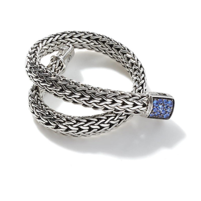 John Hardy Classic Chain 6.5mm Reversible Bracelet with Blue Sapphire