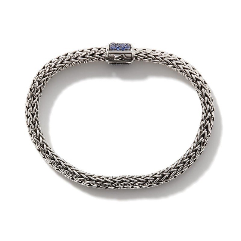 John Hardy Classic Chain 6.5mm Reversible Bracelet with Blue Sapphire